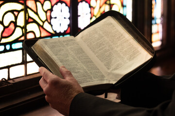 reading a book in the church