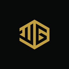 Initial letter WG hexagon logo design vector