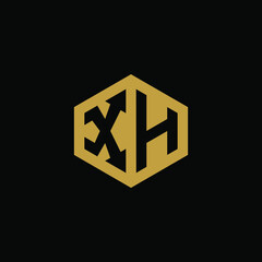 Initial letter XH hexagon logo design vector
