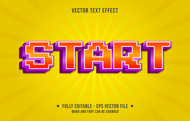 Editable text effect - start orange gradient color 8bit  retro game style
