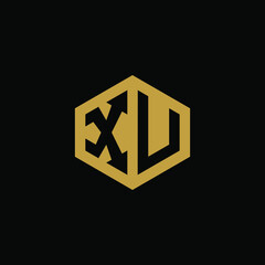 Initial letter XV hexagon logo design vector