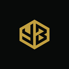 Initial letter YB hexagon logo design vector