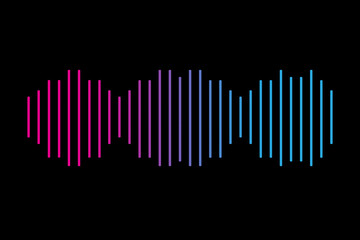 wave diagram. Abstract technology background. Flat pattern on black backdrop. Vector illustration. Stock image. EPS 10.