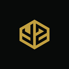 Initial letter YZ hexagon logo design vector