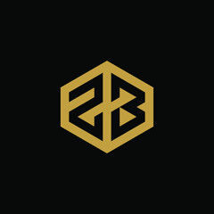 Initial letter ZB hexagon logo design vector
