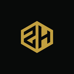 Initial letter ZH hexagon logo design vector