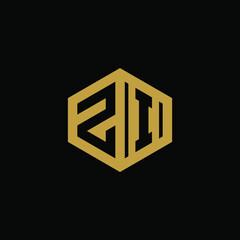Initial letter ZI hexagon logo design vector
