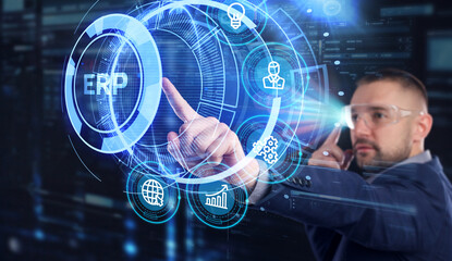 Business, Technology, Internet and network concept. Enterprise resource planning ERP concept.