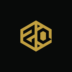 Initial letter ZQ hexagon logo design vector