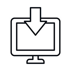 Fototapeta premium computer and download arrow, line style