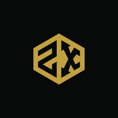 Initial letter ZX hexagon logo design vector