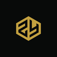 Initial letter ZY hexagon logo design vector