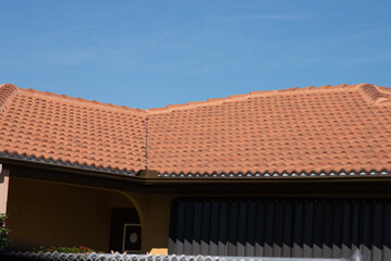 the roof is covered with red tiles