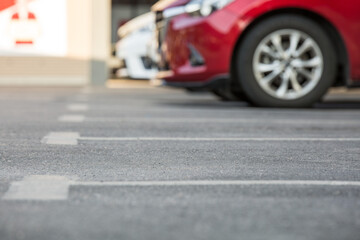 Selective focus of Parking lines  on the parking lot