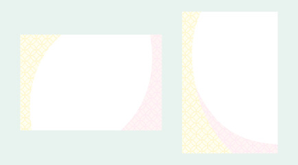 Fototapeta premium ピンクと白の七宝柄のフレームセット はがきサイズ