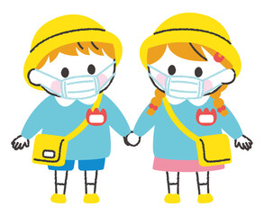 幼稚園児　マスク　イラスト　白肌