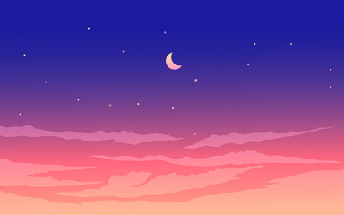 Beautiful night sky with moon