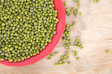 Overlooking a plate of mung beans