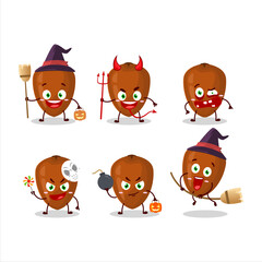Halloween expression emoticons with cartoon character of sapodilla