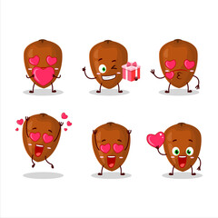 Sapodilla cartoon character with love cute emoticon