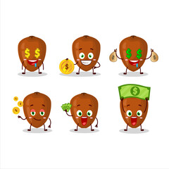 Sapodilla cartoon character with cute emoticon bring money