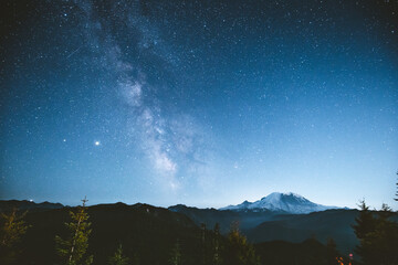 Plakat Milky Way Over Mount Rainier
