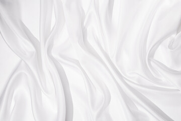 Cloth texture background white colors. Bright satin fabric with creases on fabric close up.