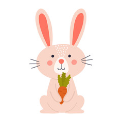 Cute rabbit. Easter bunny. Isolated on a white background. Cartoon character for kids and other design.