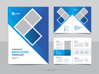 Corporate bi fold business brochure template design with clean, minimal, and modern shapes in A4 format.