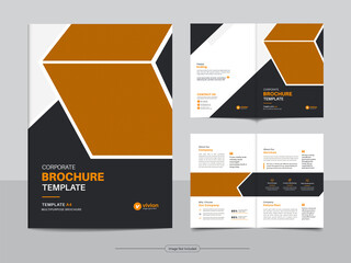 Corporate bi fold business brochure template design with clean, minimal, and modern shapes in A4 format.