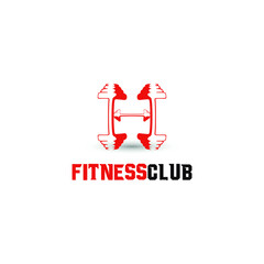 Fitness logo club. Fitness Centre logo with barbell icon. Gym Logo concept. Healthy Center logo. sport icon