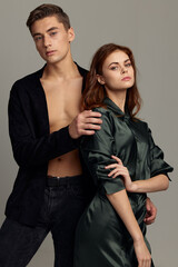 man and woman fashionable clothes romance passion attractive style