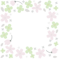 Fototapeta na wymiar Gentle color cherry blossoms, rape blossoms, spring frame