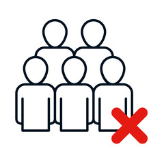 forbidden the crowd symbol, people and cross, colorful design
