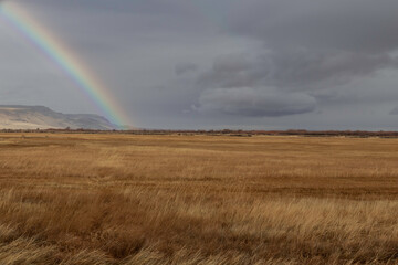 Malhuer Wildlife Refuge, Oregon, open field with rainbow