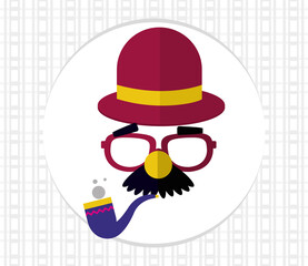 carnival mask with glasses and pipe, colorful design