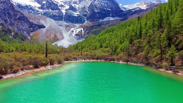 At the foot of Mount Chenrezig, in Daocheng Yading Scenic Area, Sichuan, China