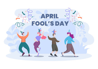 Celebration Happy April Fools' Day wearing a Jester Hat background design. Vector Illustration.