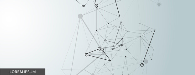 Molecules connect. Abstract wallpaper. Data science concept. Future tech concept. Abstract background. Biotechnology design. Digital science technology