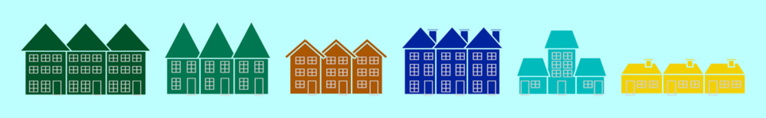 Fototapeta premium set of town homes cartoon icon design template with various models. vector illustration isolated on blue background
