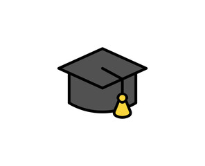 Graduation cap line icon. High quality outline symbol for web design or mobile app. Thin line sign for design logo. Color outline pictogram on white background