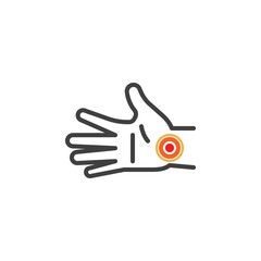 Fototapeta na wymiar Wrist pain line icon. linear style sign for mobile concept and web design. Hand ache outline vector icon. Symbol, logo illustration. Vector graphics