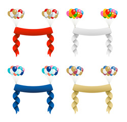 Ribbon banner and balloons vector illustration set