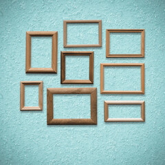 Fototapeta premium frames on old blue wall