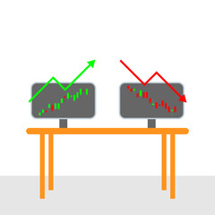 Flat design candlestick trading chart, bullish and bearish strategy technical analysis. Vector Illustration for mobile app, website.