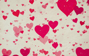 hearts on old paper texture