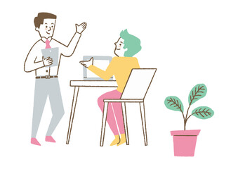 仕事で話し合う男性二人