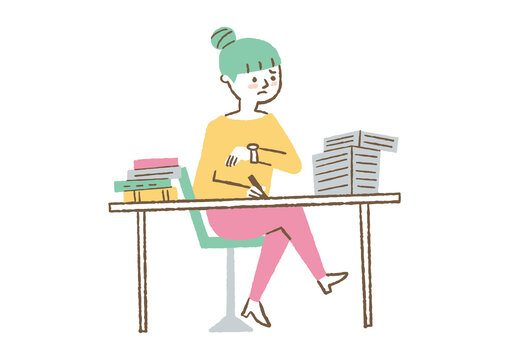 recommend clip art: 残業している女性