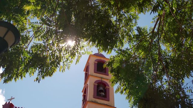 Tila chiapas church se&ntilde;or de tila outside tilt with lens flare garden church
