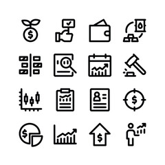 Simple Set of Stock Exchange Related Vector Line Icons. Contains Icons as Investment, Bidding, Wallet, Bar Chart and more